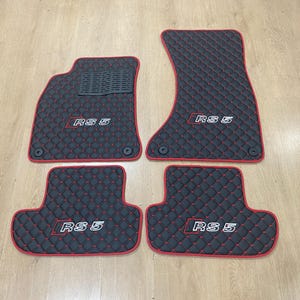 Leather Car Mats For Audi RS5 2007-2016 Coupe/Cabriolet , Custom Design , Custom Embroidery Logo , Custom Mat Pattern for Your Vehicle