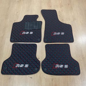 Alfombrillas de piel para Audi RS3 2003-2012 8P, diseño personalizado, logotipo bordado personalizado, patrón personalizado para tu vehículo.