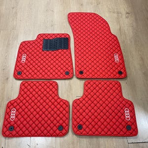 Alfombrillas de piel para Audi Q8 (2018-2024), diseño personalizado, logotipo bordado personalizado y patrón personalizado para tu vehículo.