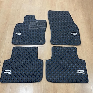 Tapis de voiture en cuir pour Volkswagen Tiguan R 2017-2023 , Conception personnalisée , Logo brodé personnalisé , Motif de tapis personnalisé pour votre véhicule