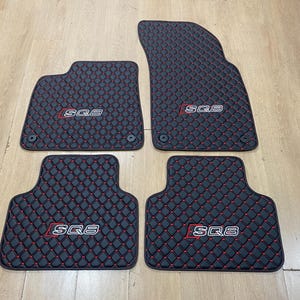 Alfombrillas de piel para Audi SQ8 (2018-2024), diseño personalizado, logotipo bordado personalizado y patrón personalizado para tu vehículo.