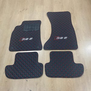 Leather Car Mats For Audi RS5 2007-2016 Coupe/Cabriolet , Custom Design , Custom Embroidery Logo , Custom Mat Pattern for Your Vehicle