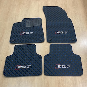 Alfombrillas de piel para Audi SQ7 (2017-2024), diseño personalizado, logotipo bordado personalizado y patrón personalizado para tu vehículo.