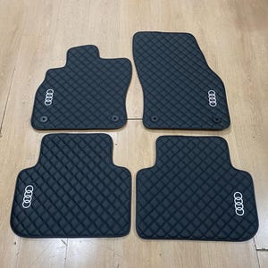 Alfombrillas de piel para Audi Q3 (2018-2024), diseño personalizado, logotipo bordado personalizado y patrón personalizado.