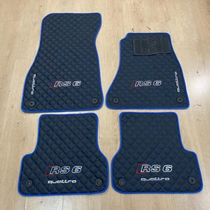 Alfombrillas de piel para Audi RS6 2011-2018 C7 RHD, diseño personalizado, logotipo bordado personalizado, patrón personalizado para tu vehículo.