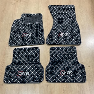 Alfombrillas de piel para Audi S6 (2011-2018) C7, diseño personalizado, logotipo bordado personalizado, patrón personalizado para tu vehículo.