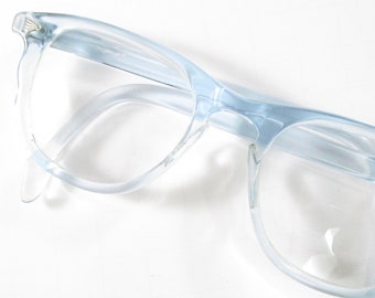 Baby blue cat eye glasses vintage women's eyeglasses 1950s 1960s unique eyewear scalloped retro frames