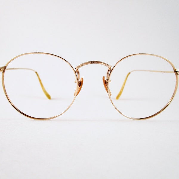 Antique gold filled spectacles 1/10 12K GF Shuron ornate scrollwork no lenses vintage eyeglasses sunglasses unisex 1940s 1950s HIRO