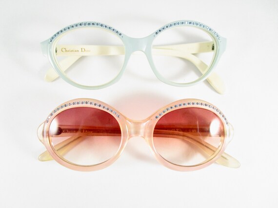 Vintage Christian Dior baby blue round eyeglasses… - image 2