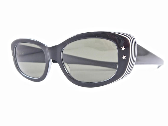 Black white cateye cat eye sunglasses vintage Op A