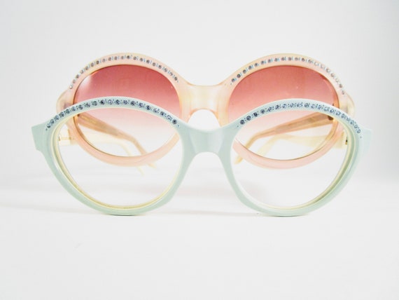 Vintage Christian Dior baby blue round eyeglasses… - image 1