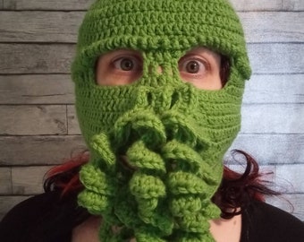 Cthulhu Ski Mask, Kraken Balaclava, Octopus Beanie, Trippy Sea Monster, Ocean Monster, Giant Squid, Winter Face Mask, Halloween, Christmas