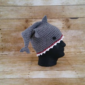 Crocheted Gray Shark Hat: Ocean Costume Beanie