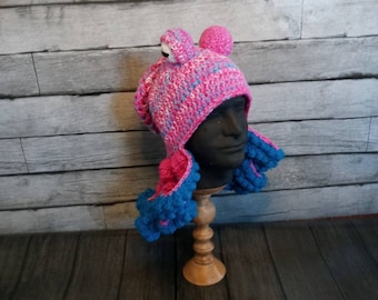 Octopus Hat, Pink Ombre Beanie, Tentacle Suckers, Teal Blue, Rad Wild, Crazy Over the Top, Knit Crochet