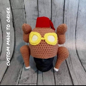 Turkey Head Hat, The one with all the Thanksgivings Beanie, Red Fez, Raw Cooked Chicken, Halloween Costume, Unique Funny, Friendsgiving