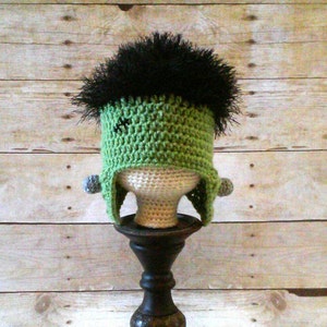 Frankenstein Hat, Monster Beanie, Halloween Costume, Classic Horror Movie, Halloween Costume, Cosplay, Winter Hat, Dress Up, Lovey, Security image 2