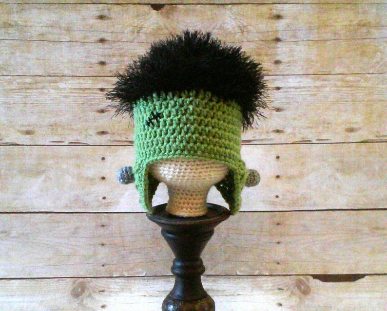 Frankenstein Hat, Monster Beanie, Halloween Costume, Classic Horror Movie, Halloween Costume, Cosplay, Winter Hat, Dress Up, Lovey, Security image 2