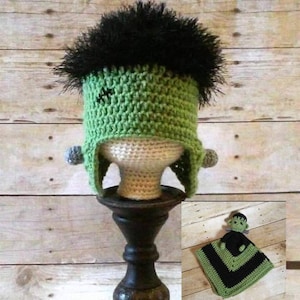 Frankenstein Hat, Monster Beanie, Halloween Costume, Classic Horror Movie, Halloween Costume, Cosplay, Winter Hat, Dress Up, Lovey, Security image 7