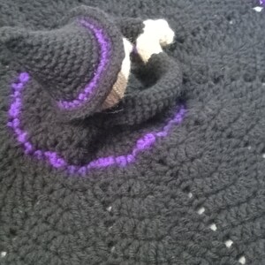 Witch Lovey, Security Blanket, Amigurumi, Black Purple, Dark Blonde, Light Brown, Nap Time, Blanket Blankie, Baby Witch, Halloween Gift image 7