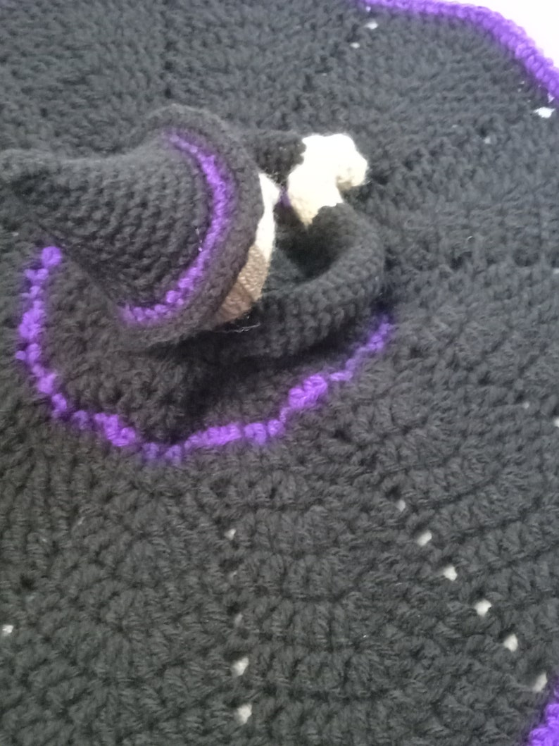 Witch Lovey, Security Blanket, Amigurumi, Black Purple, Dark Blonde, Light Brown, Nap Time, Blanket Blankie, Baby Witch, Halloween Gift image 7