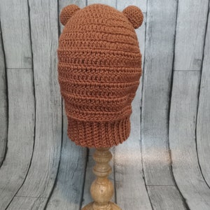 Brown Bear Balaclava, Teddy Bear Skimask, Retro Halloween, Pinup Classic Style, Scary Party Hood, Crochet Knit, Winter Hat image 8