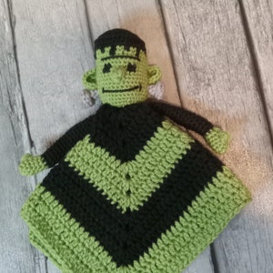 Frankenstein Security Blanket, Spooky Lovey, Frankensteins Monster, Classic Horror Movie Monster, Newborn Prop, Alt Gothic Baby, Punk Rock image 1