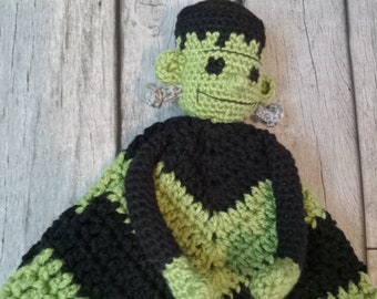 Frankenstein Lovey, Ready Ship, Security Blanket, Baby Shower, Classic Horror Movie Monster, Halloween Gift, Creepy Cute Monster