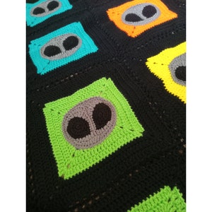 Alien Blanket, Black Throw Blanket, Baby Shower, Area 51, UAP, UFO, The Grey's, Christmas Gift, Lapghan, Afghan, Crochet Knit image 8