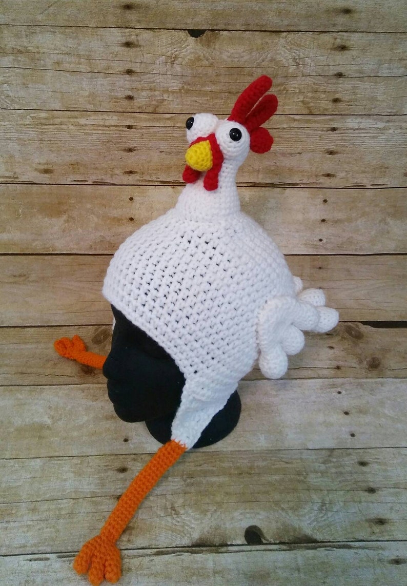 White Rooster Chicken Hat Rubber Chicken Beanie Halloween Etsy