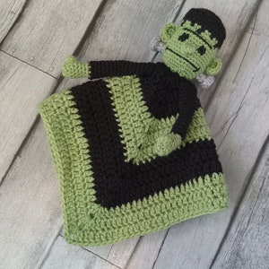 Frankenstein Security Blanket, Spooky Lovey, Frankensteins Monster, Classic Horror Movie Monster, Newborn Prop, Alt Gothic Baby, Punk Rock image 6