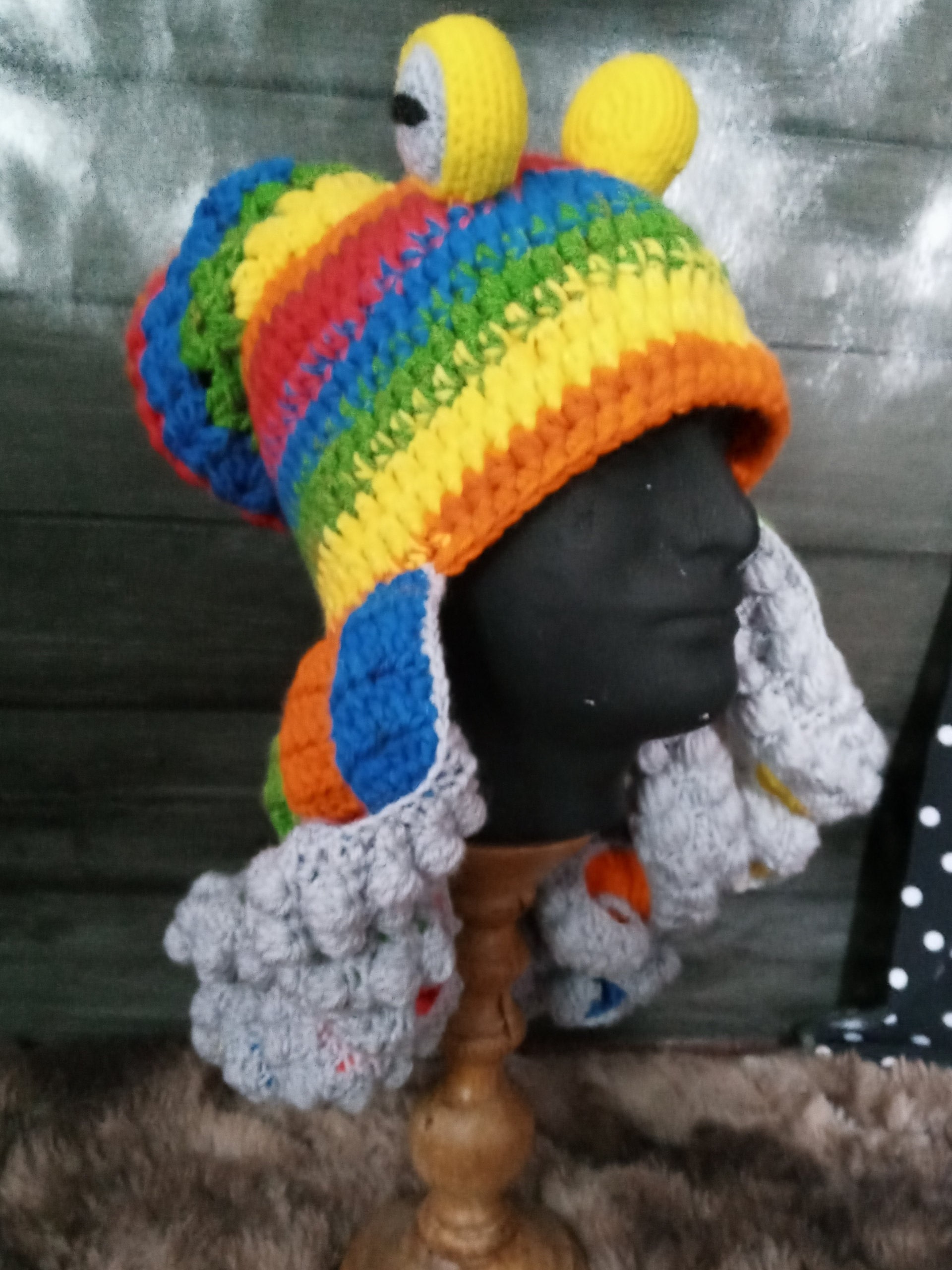 Black and Rainbow Crochet Octopus Hat Adult Size Rainbow Octopus Crochet Beanie: Adult Kraken Costume Hat - Etsy main image 4