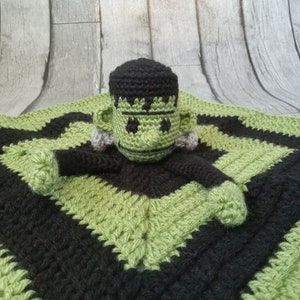 Frankenstein Security Blanket, Spooky Lovey, Frankensteins Monster, Classic Horror Movie Monster, Newborn Prop, Alt Gothic Baby, Punk Rock image 7