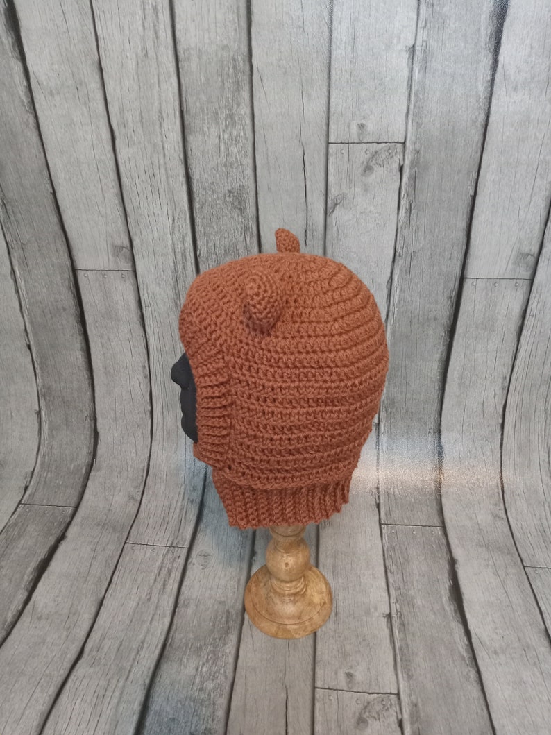 Brown Bear Balaclava, Teddy Bear Skimask, Retro Halloween, Pinup Classic Style, Scary Party Hood, Crochet Knit, Winter Hat image 7