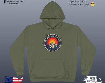 Grappige hoodie voor bergwandelen, trui met grafische beer voor outdooravontuur, cadeau voor wandelliefhebber, unisex EcoSmart®-trui, kamperen