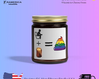 Rainbow Poop Candle Scented Candle | Coconut Apricot Wax, 4oz 9oz