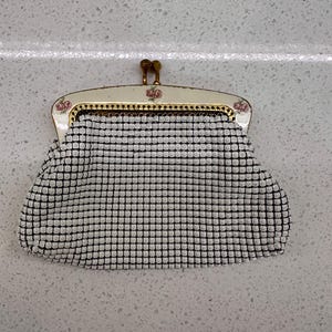 Vintage Oroton White Mesh Clutch Purse – Made in West Germany – 1960s/70s Retro Evening Bag – Rare Collectible