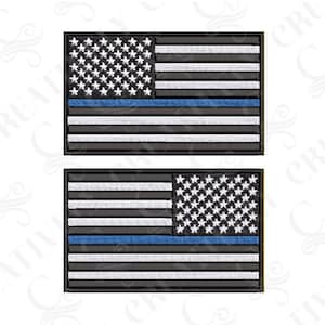 Thin Blue Line American Flag Embroidery File Download, Reversed Flag, 3 Sizes, 60 Files, Flag for Sleeve, Flag for Shirt, Blue Line USA Flag