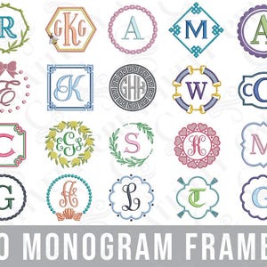 Embroidery Monogram Frame Bundle, 20 Monogram Frame Bundle, Embroidery File Download, Over 60 Files, Monogram Gift, Embroidery Frame Designs