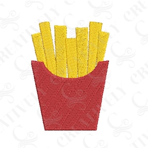 Fries Embroidery File Download, Cute Food Embroidery File, 5 Sizes, French Fries, Junk Food Design