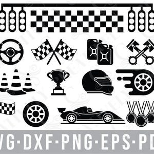 Raceauto bundel SVG PNG DXF Eps Pdf-bestanden, gesneden bestanden voor Cricut Silhouette, autoliefhebber, cadeau voor jongen, raceauto clipart, raceauto