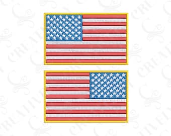American Flag Embroidery File Download, American Flag Reversed, 4 Sizes, American Flag for Sleeve, American Flag for Shirt, Veteran Gift