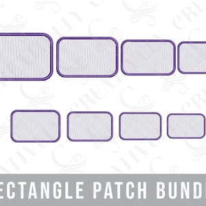 Rectangle Patch Machine Embroidery File Bundle, Applique Patch Embroidery Files, Faux Merrow Edge, 8 Sizes, Patch Bundle, Embroidered Patch