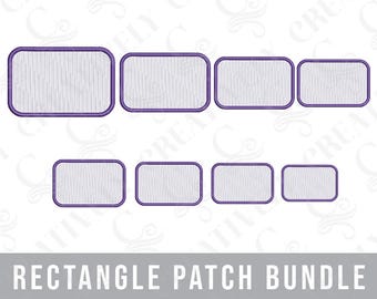 Rechthoekige patch machine borduurbestand bundel, appliqué patch borduurbestanden, faux merrow edge, 8 maten, patchbundel, geborduurde patch