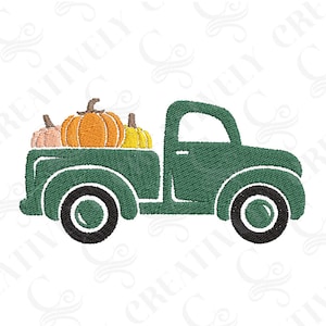 Pumpkin Truck Fall Embroidery Design, Halloween Machine Embroidery Design, 4 Sizes, Halloween Truck, Fall Gift, Farm Truck