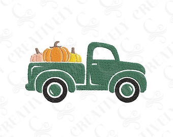 Pumpkin Truck Fall Embroidery Design, Halloween Machine Embroidery Design, 4 Sizes, Halloween Truck, Fall Gift, Farm Truck
