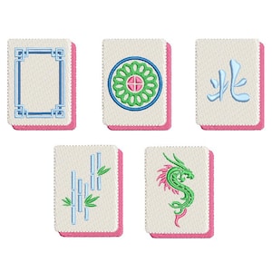 Mahjong Tiles Machine Embroidery Design Bundle