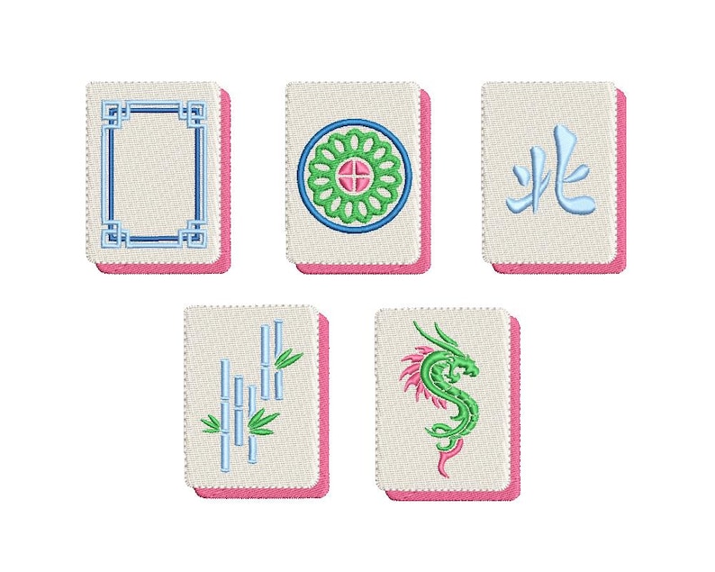 Mahjong Tiles Machine Embroidery Design Bundle