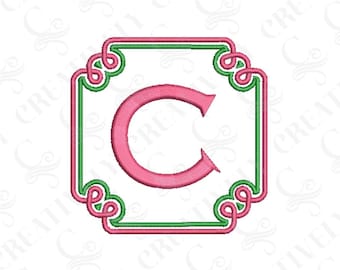 Loop Monogram Embroidery Frame, Embroidery File Download, Southern Style Monogram