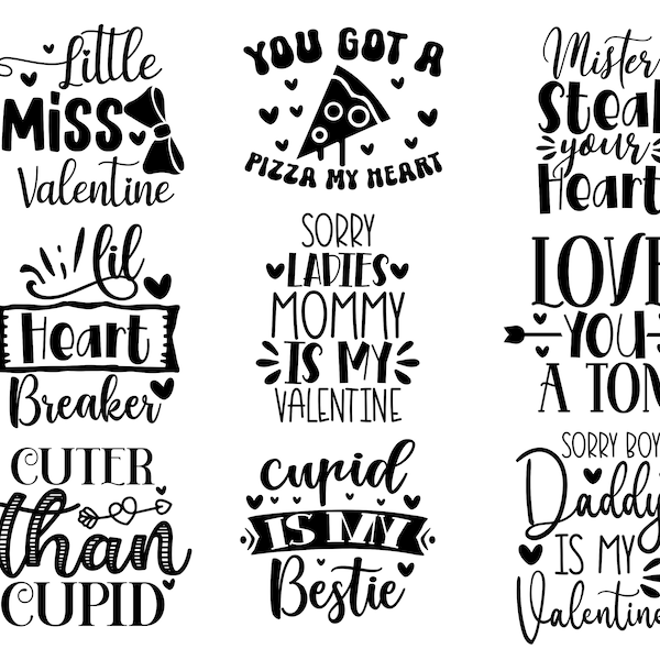 Valentine's Day Kids Bundle SVG PNG DXF Eps Pdf Files, Valentine's Day Cut Files for Cricut Silhouette, Valentine's Day Shirt, kids gift