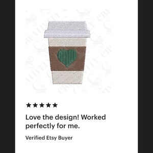 Borduurontwerp koffiekopje, download borduurbestand, koffiekop, cadeau voor koffieliefhebber, 4 maten afbeelding 7